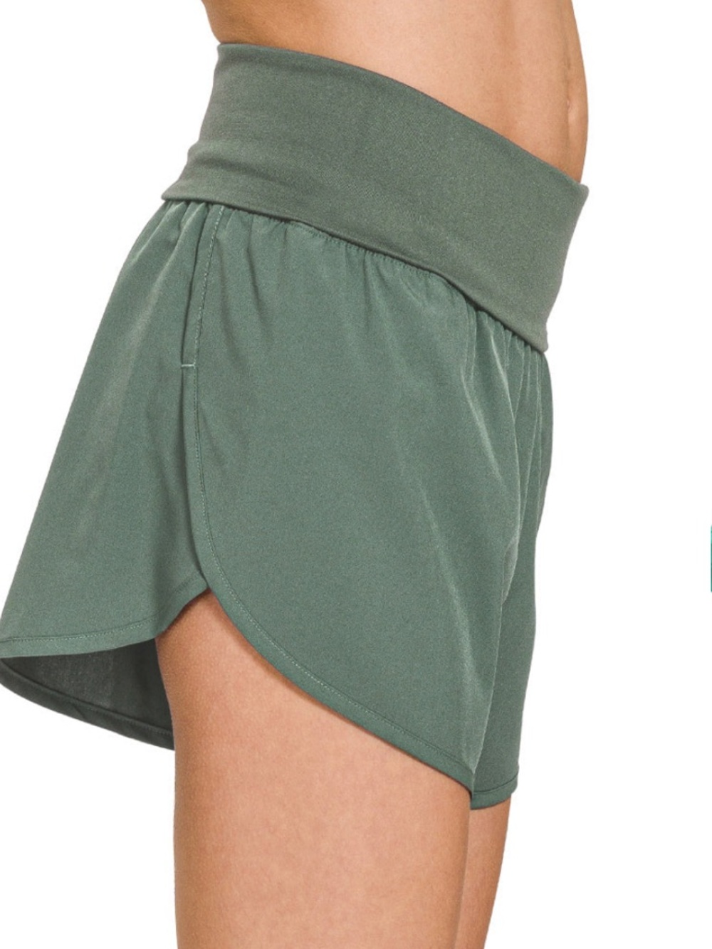Zenana Outfitters Olive Green High-Rise Athletic Shorts - Picture 2 of 5